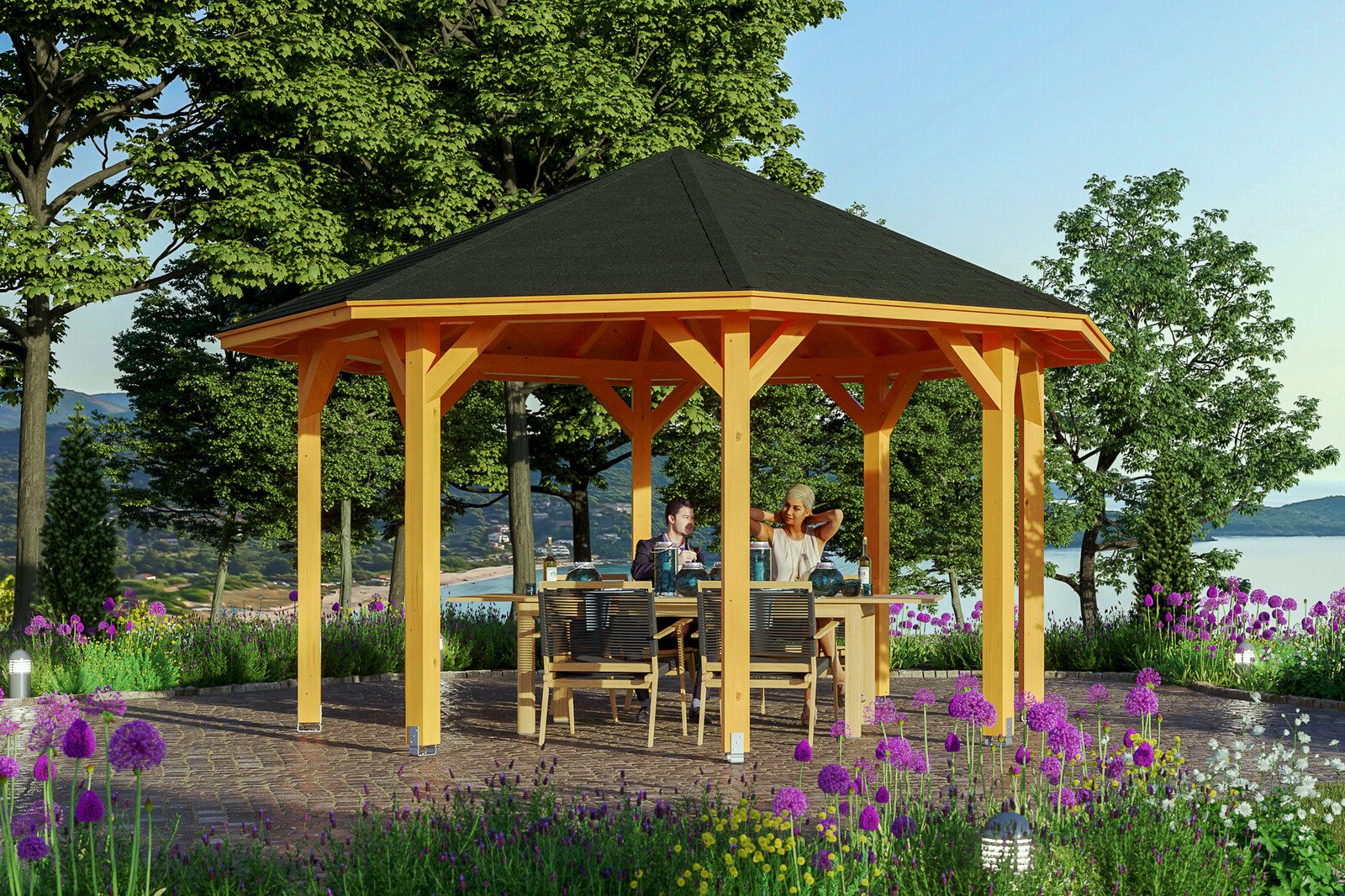 Pavillon Nice 2, Leimholz, eiche hell