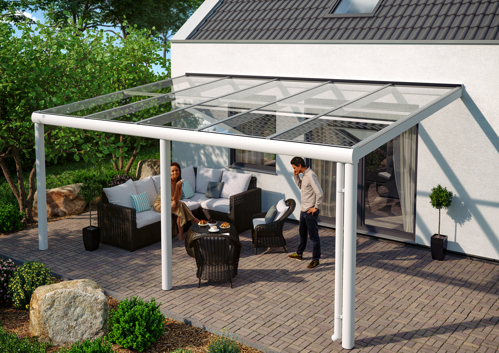 Terrassenüberdachung Monza 541 x 357 cm, Aluminium, weiß