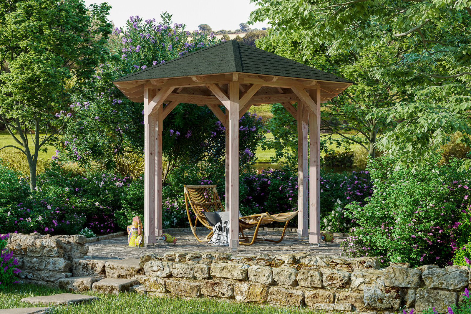 6hranný altán COLMAR 1, Ø 360 cm, barevně neošetřeno