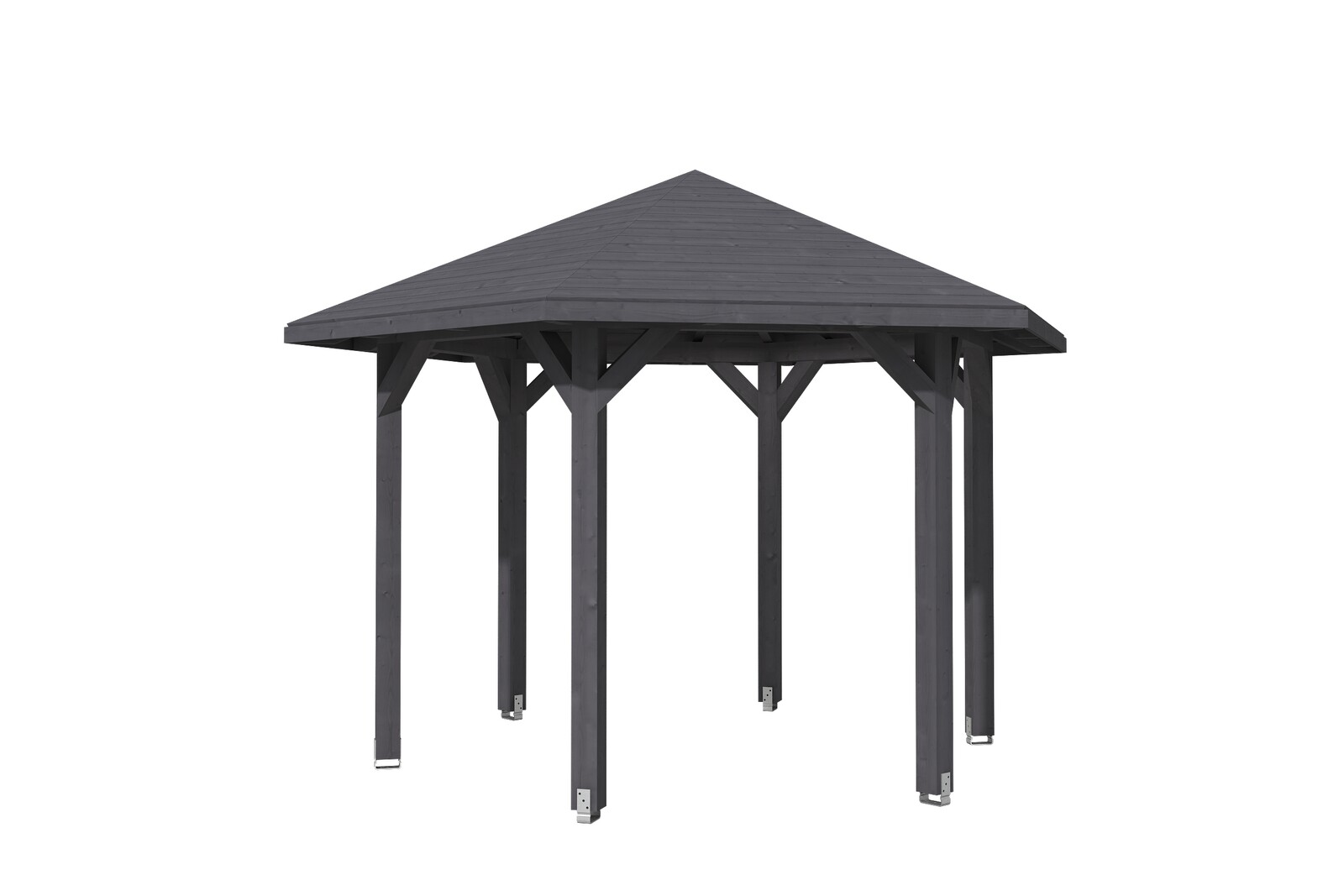 6hranný altán NANCY 2, Ø 420 cm, barevně ošetřeno v břidlicově šedé