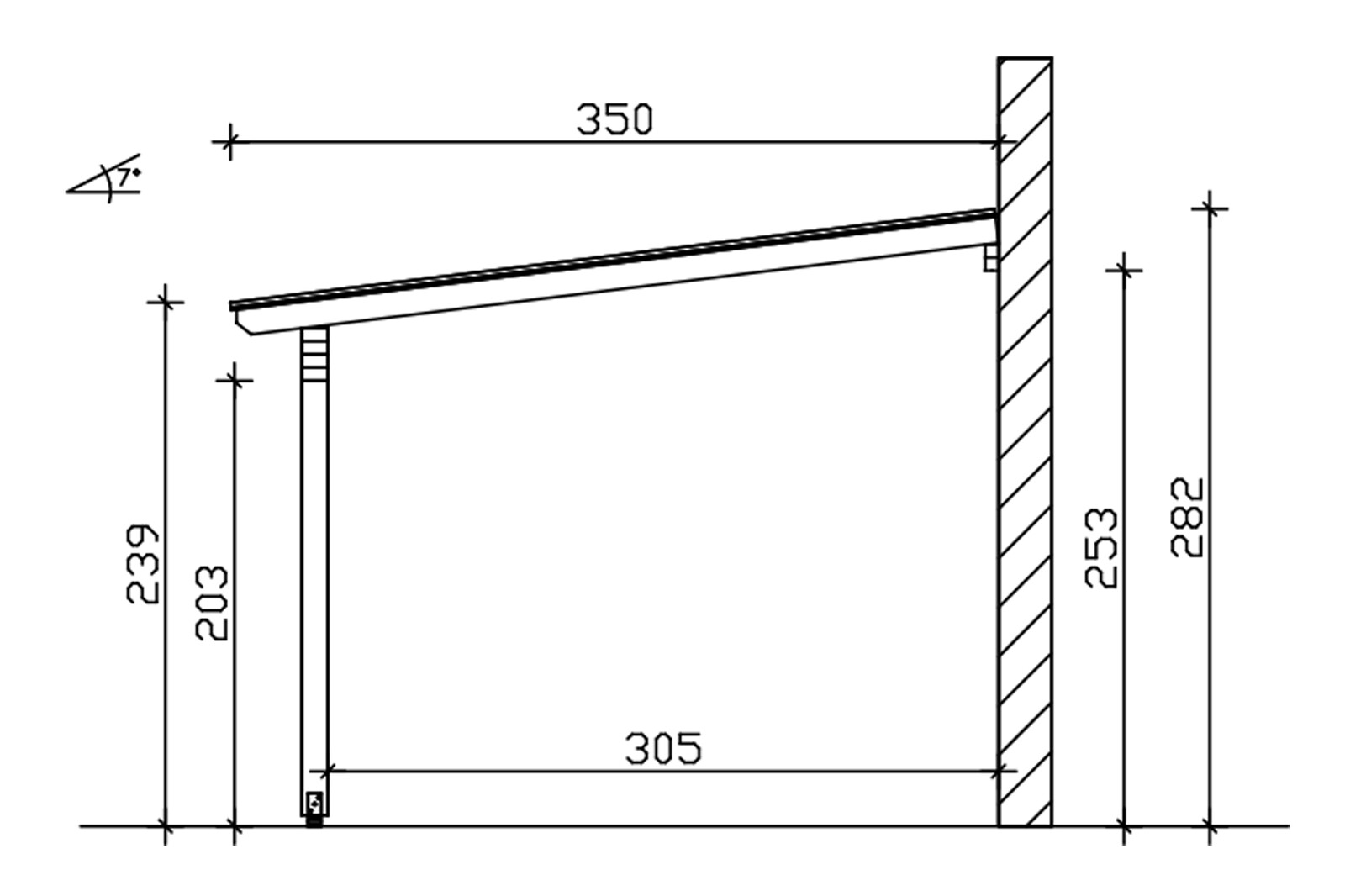 Terrassenüberdachung Ancona 434 x 350 cm, Leimholz, natur