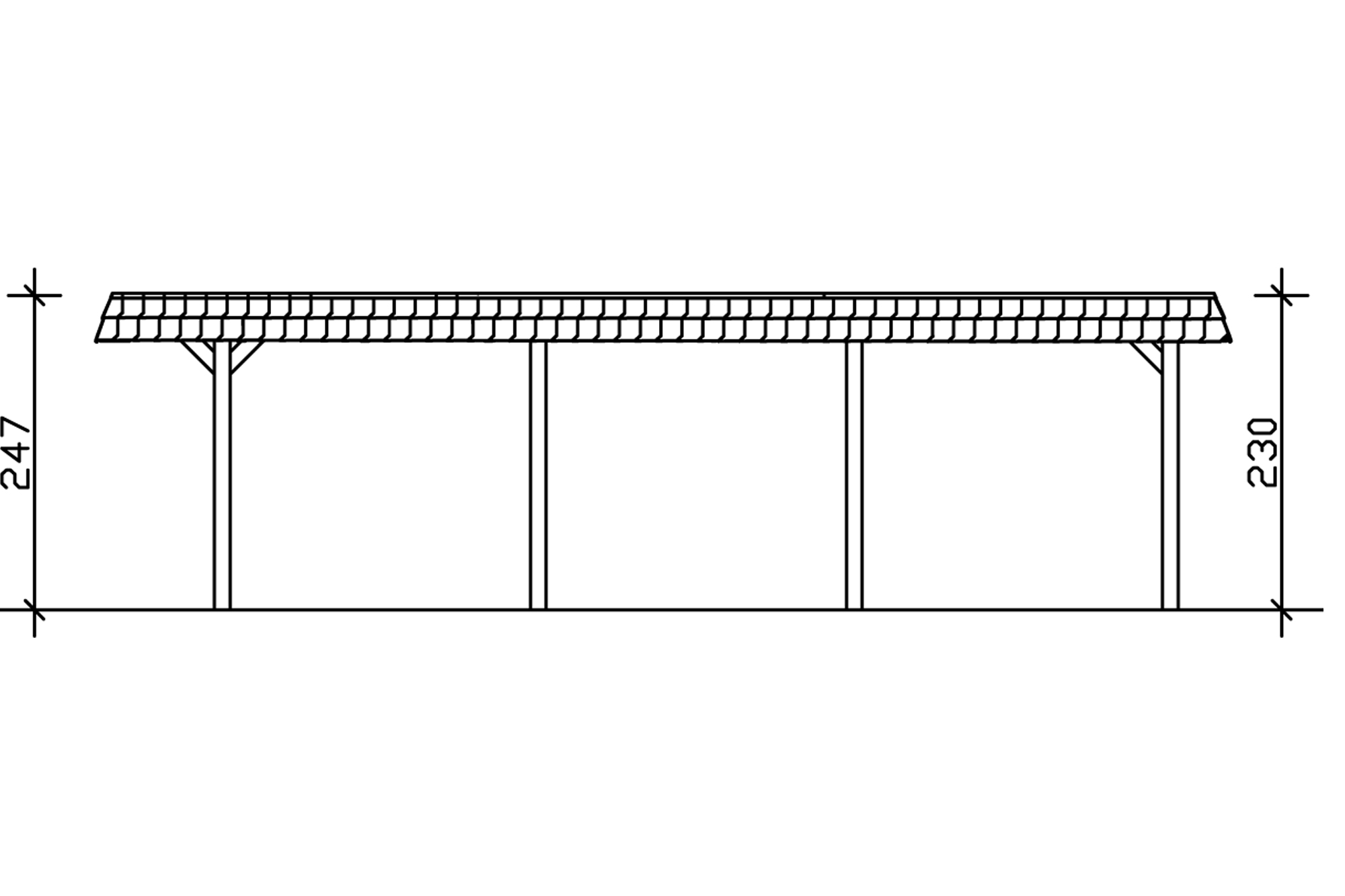 Carport Wendland, rode plaat met leisteenuiterlijk 409 x 870 cm, onbehandeld, met dakbetimmering en EPDM-folie