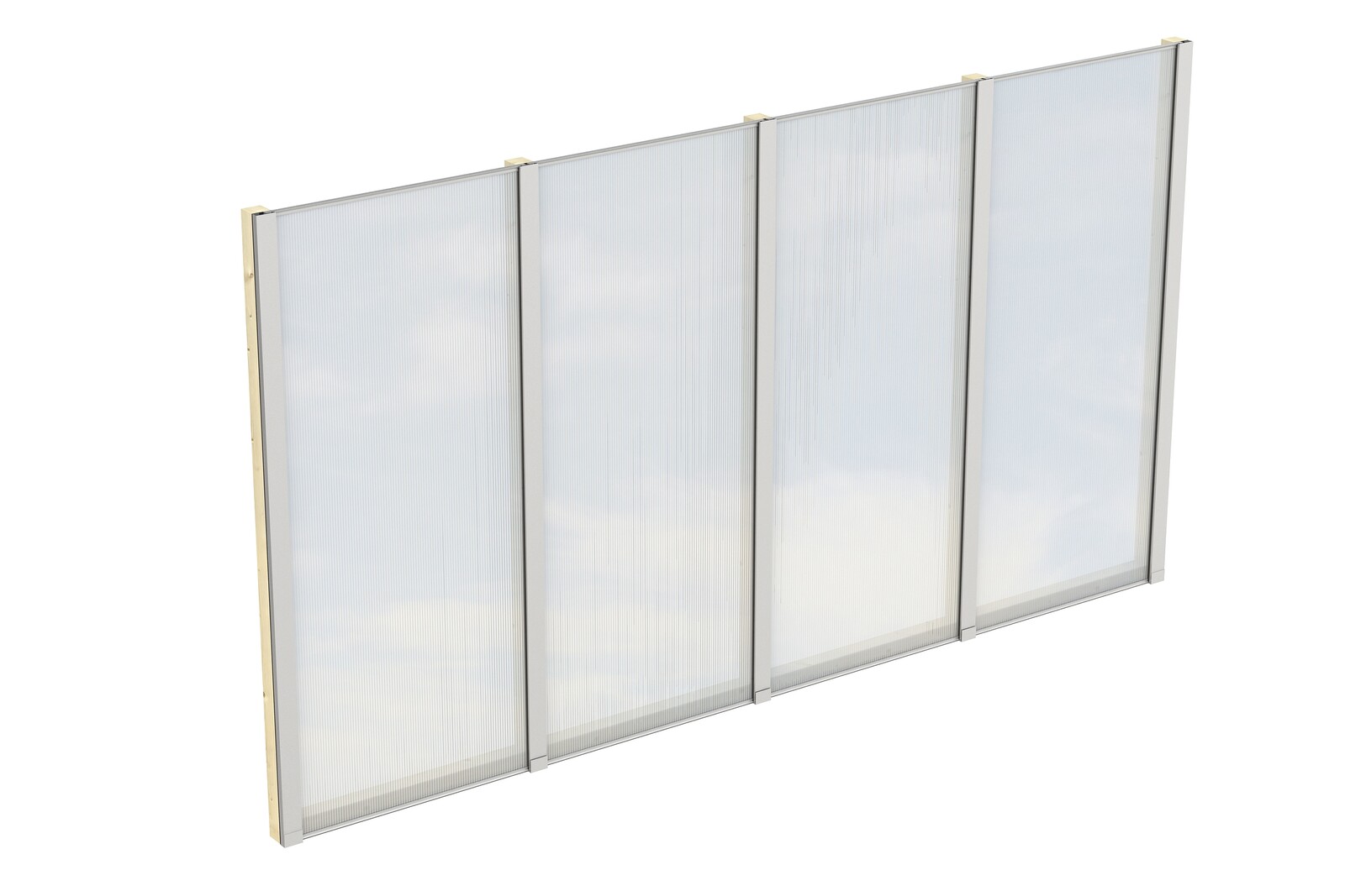 Seitenwand m. Polycarbonatplatten 343 x 200 cm, Fichte, natur