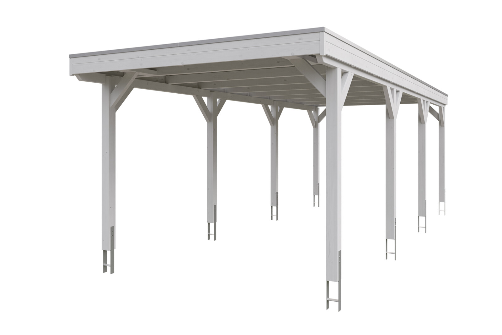 Carport Grunewald 321 x 796 cm mit EPDM-Dach, weiß