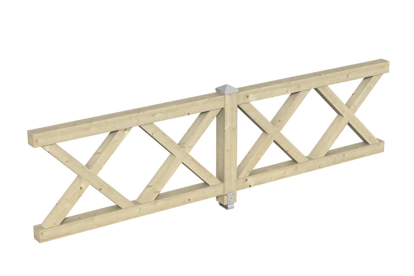 Brüstung Andreaskreuz 335 x 84 cm, Fichte, natur
