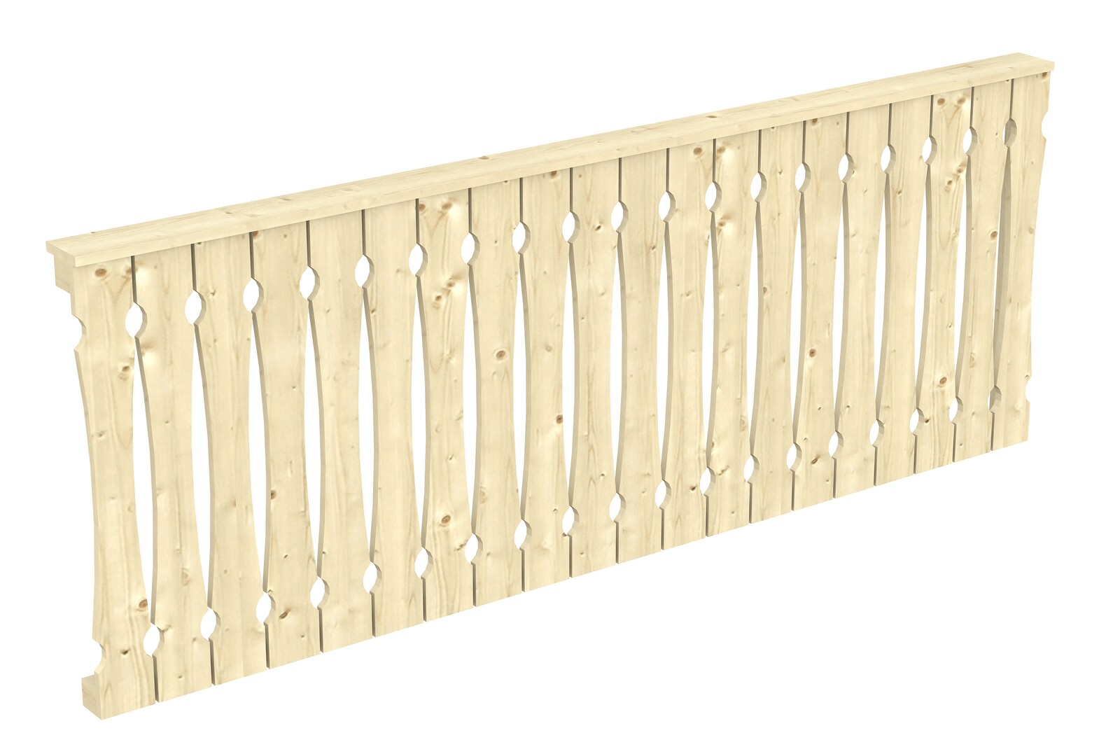 Brüstung Balkonschalung 255 x 96 cm, Fichte, natur