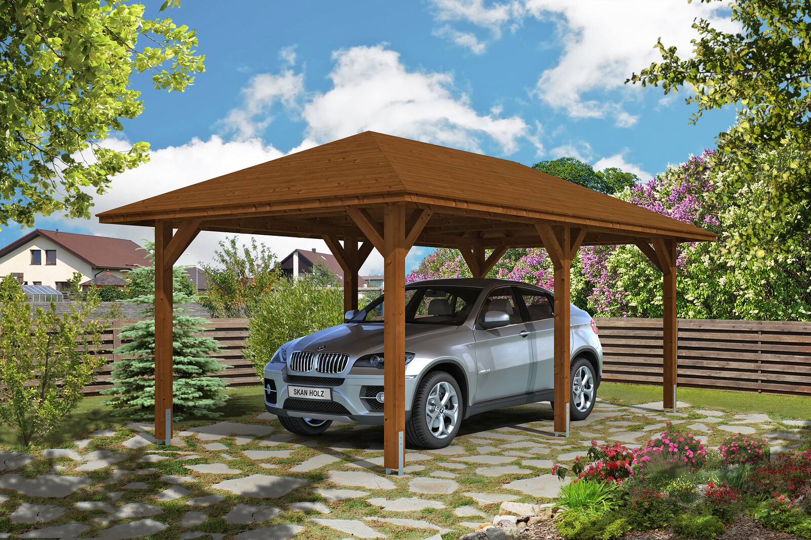 Carport Taunus 374 x 656 cm, colour pre-treated white