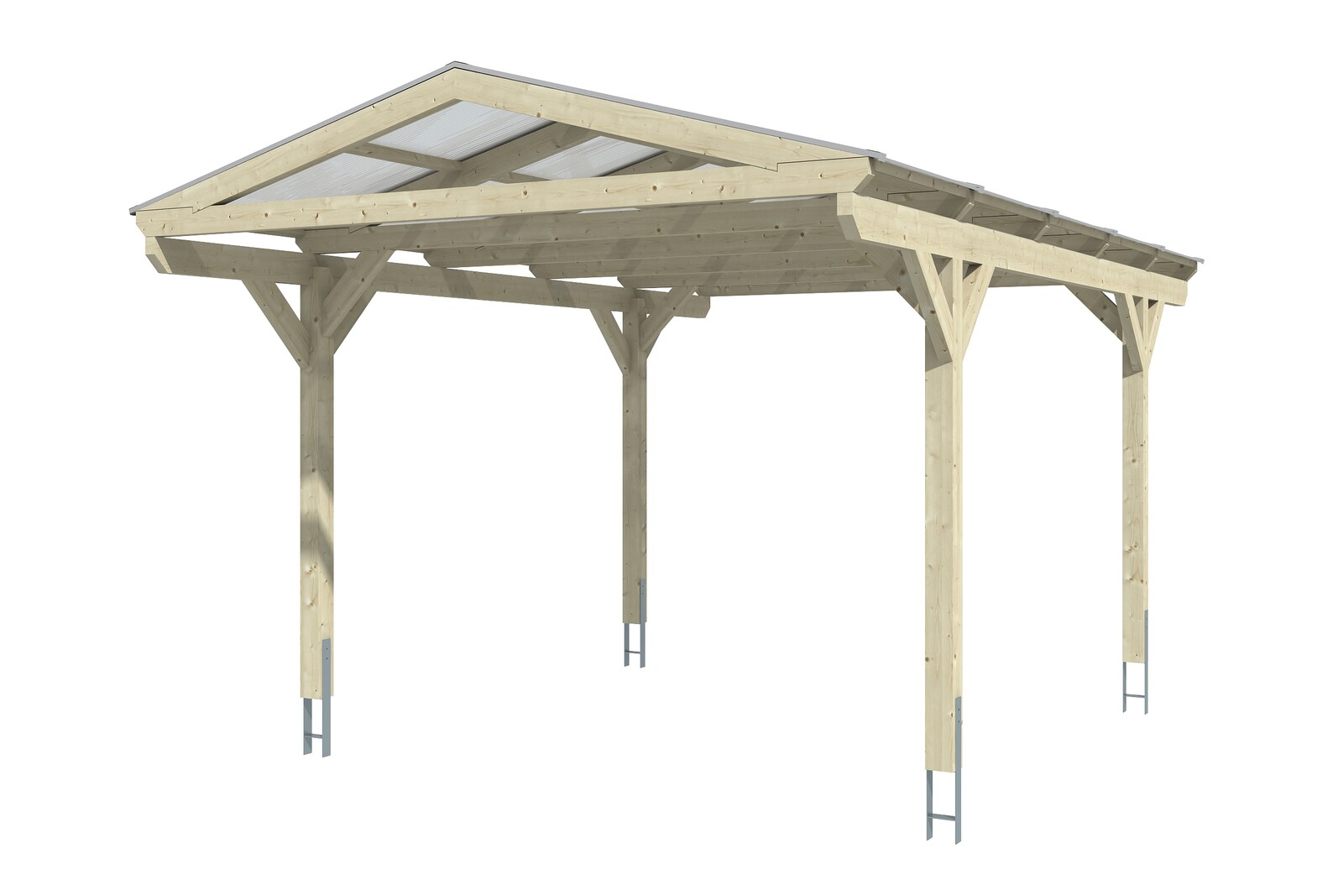 Carport Westerwald 362 x 541 cm, onbehandeld, met polycarbonaatplaten