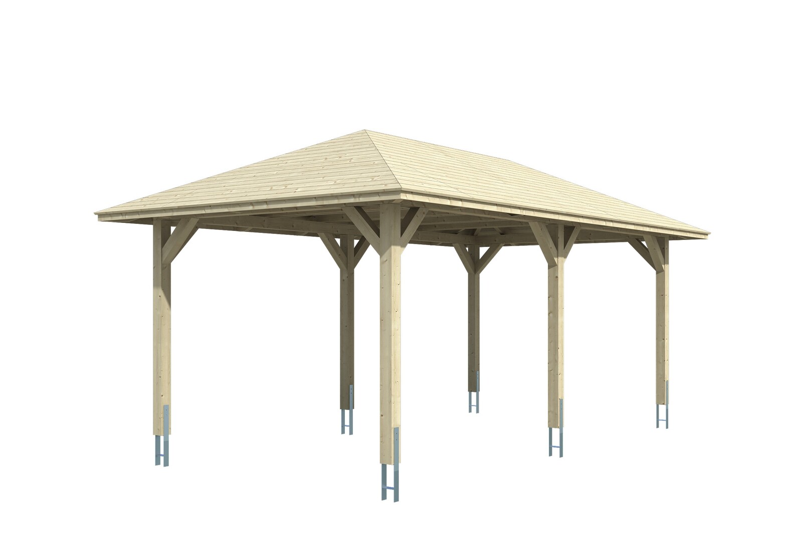 Carport Taunus 374 x 656 cm, colour pre-treated walnut