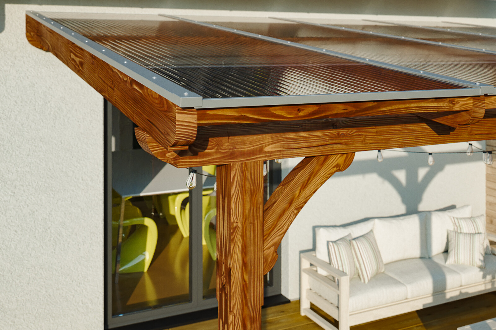 Terrassenüberdachung Rimini 434 x 300 cm, Douglasie, nussbaum