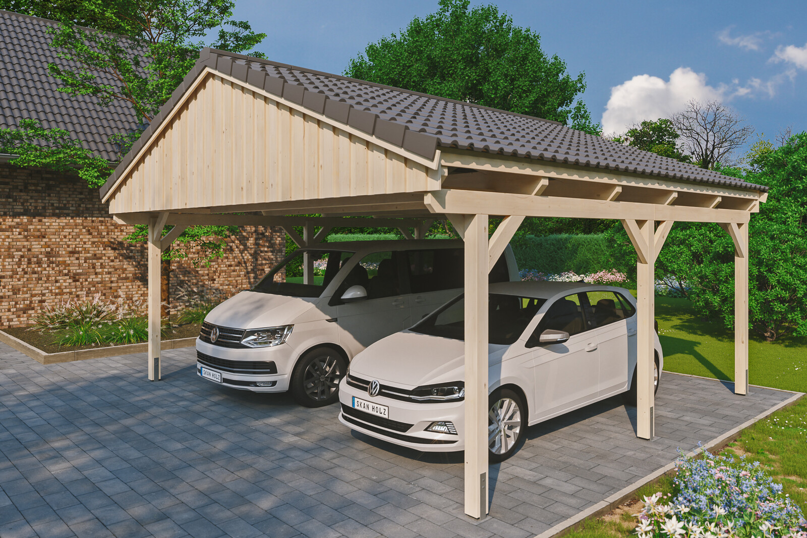 Carport Fichtelberg 618 x 566 cm, Dachlattung, natur