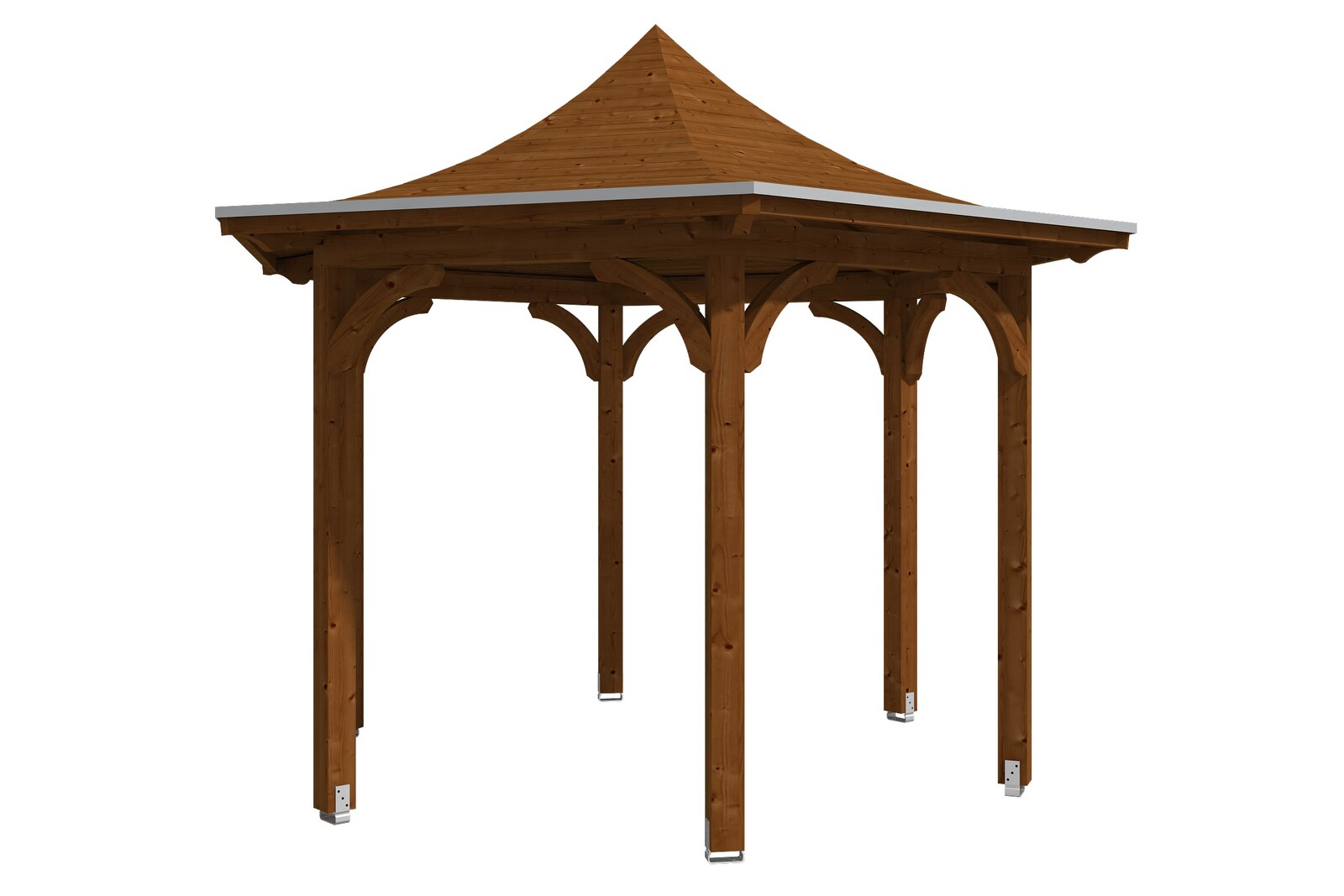 6hranný altán VERSAILLES, Ø 418 cm, barevně ošetřeno v barvě ořechu