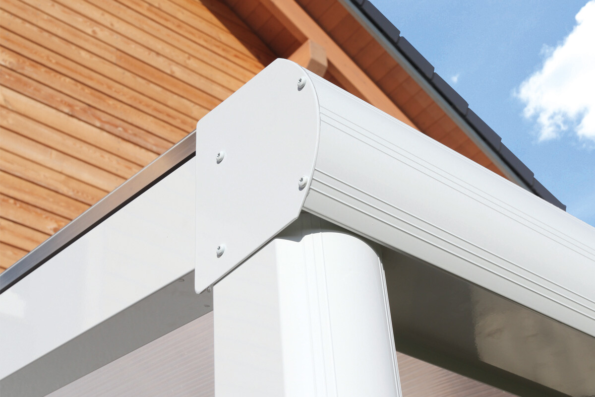 Terrassenüberdachung Genua 434 x 257 cm, Aluminium, weiß