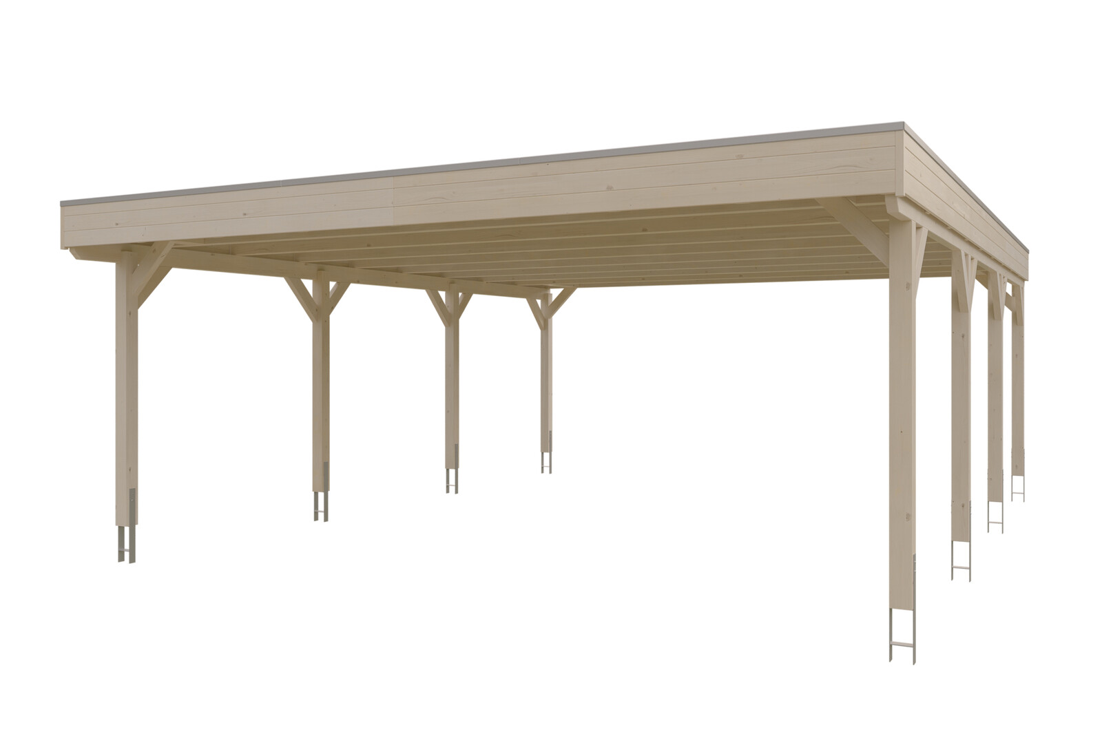 Carport Grunewald 622 x 796 cm mit EPDM-Dach, natur
