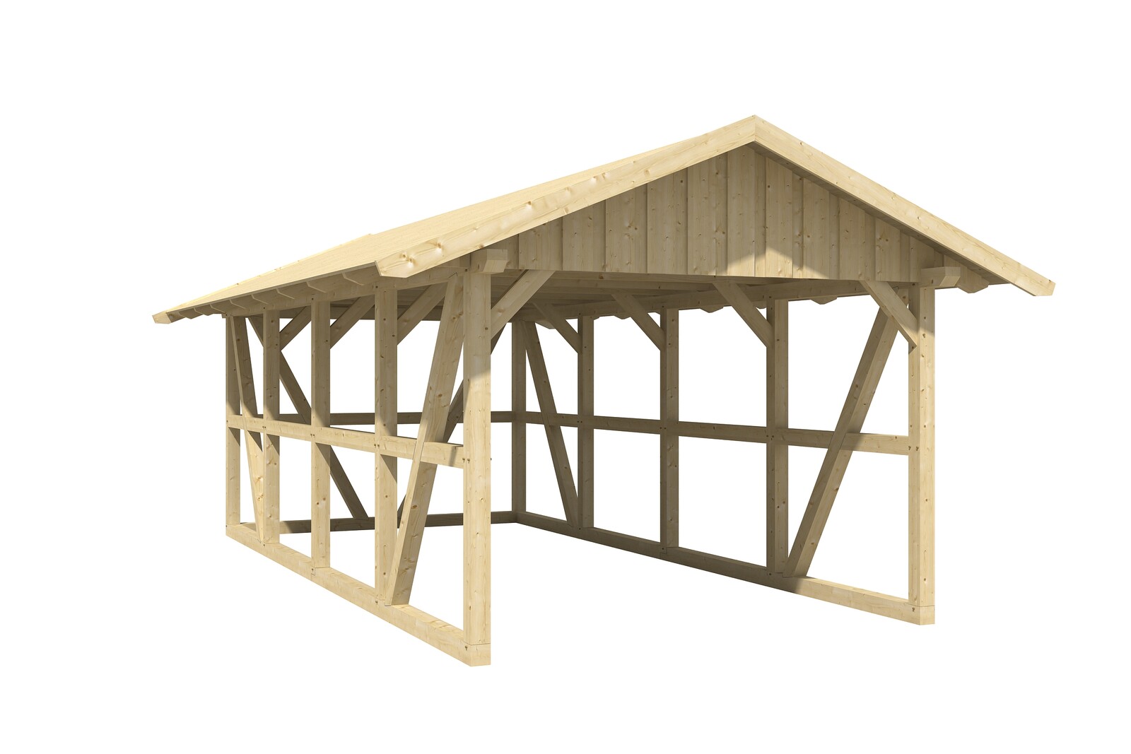 Carport Schwarzwald 424 x 772 cm with backwall, colour pre-treated slate-grey