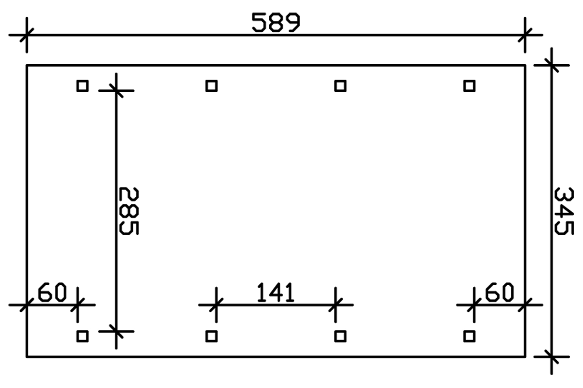 Carport Spreewald 345 x 589 cm with aluminium roof, red fascia