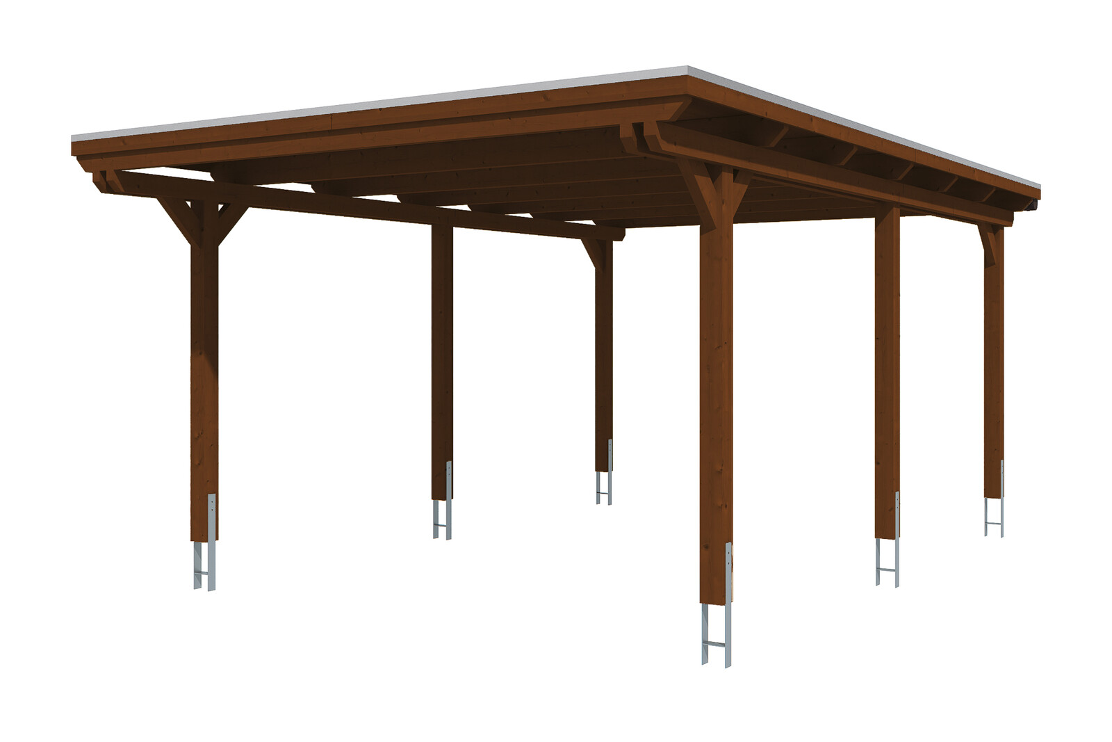 Carport Emsland 404 x 604 cm mit EPDM-Dach, nussbaum
