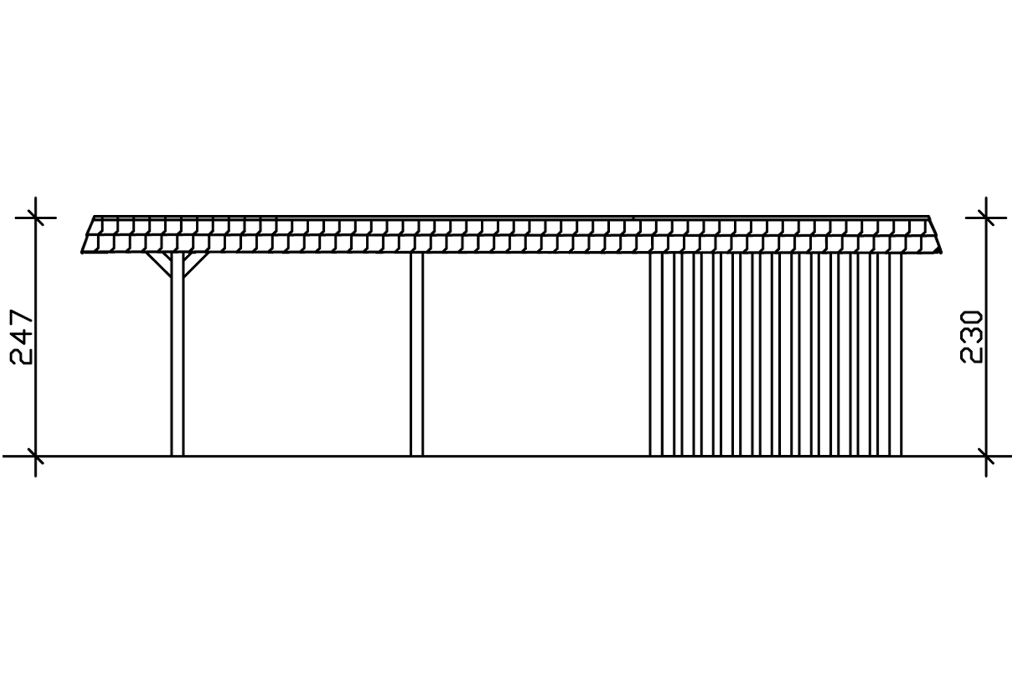 Carport Wendland, rode plaat met leisteenuiterlijk 409 x 870 cm, met bergruimte, gelakt in licht eiken, met dakbetimmering en EPDM-folie