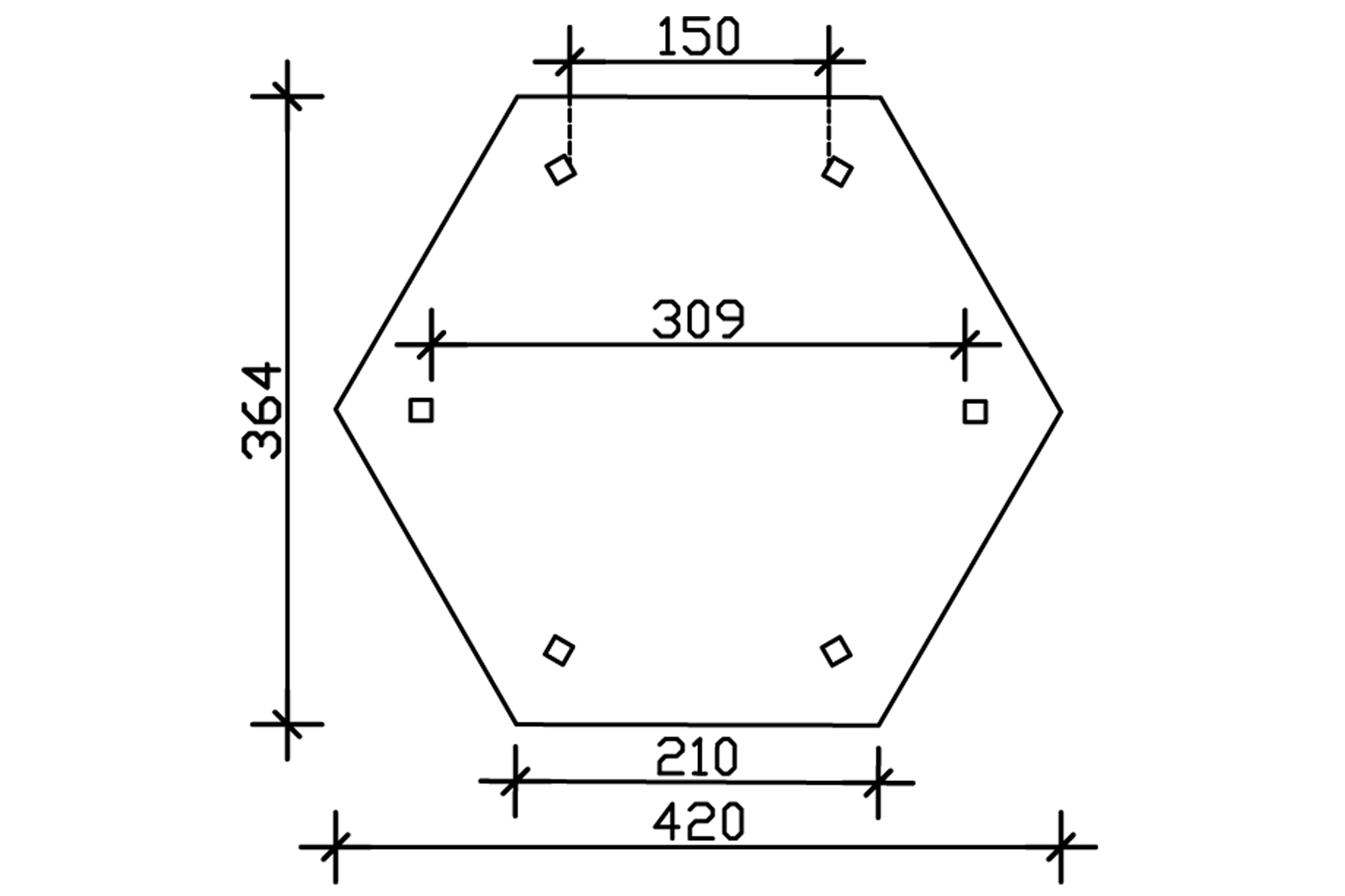 6hranný altán NANCY 2, Ø 420 cm, barevně ošetřeno v bílé barvě
