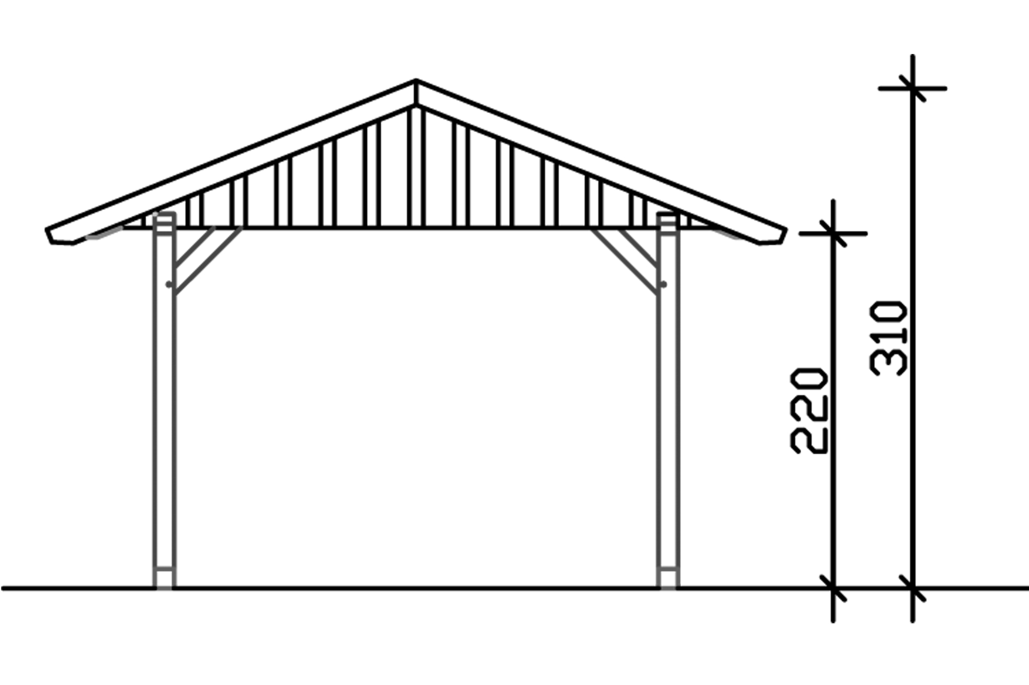 Carport Schwarzwald 424 x 772 cm, untreated
