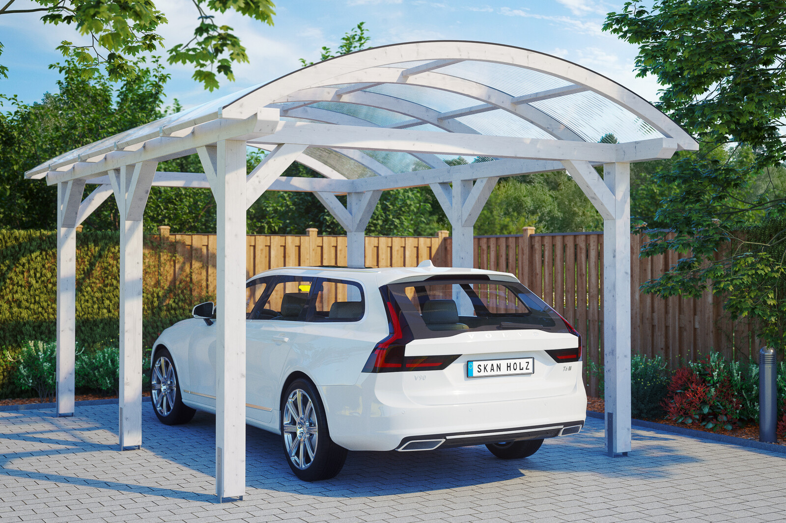 Bogendach-Carport Franken 376 x 541 cm, weiß