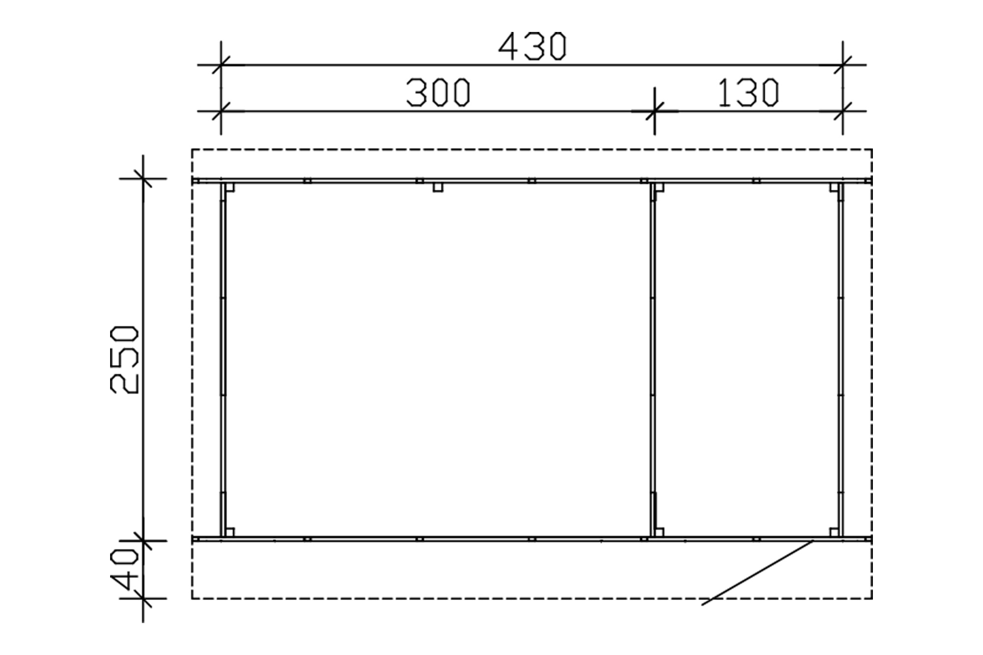 Abri de bûches KNUT 430x250cm, avec remise, non traité