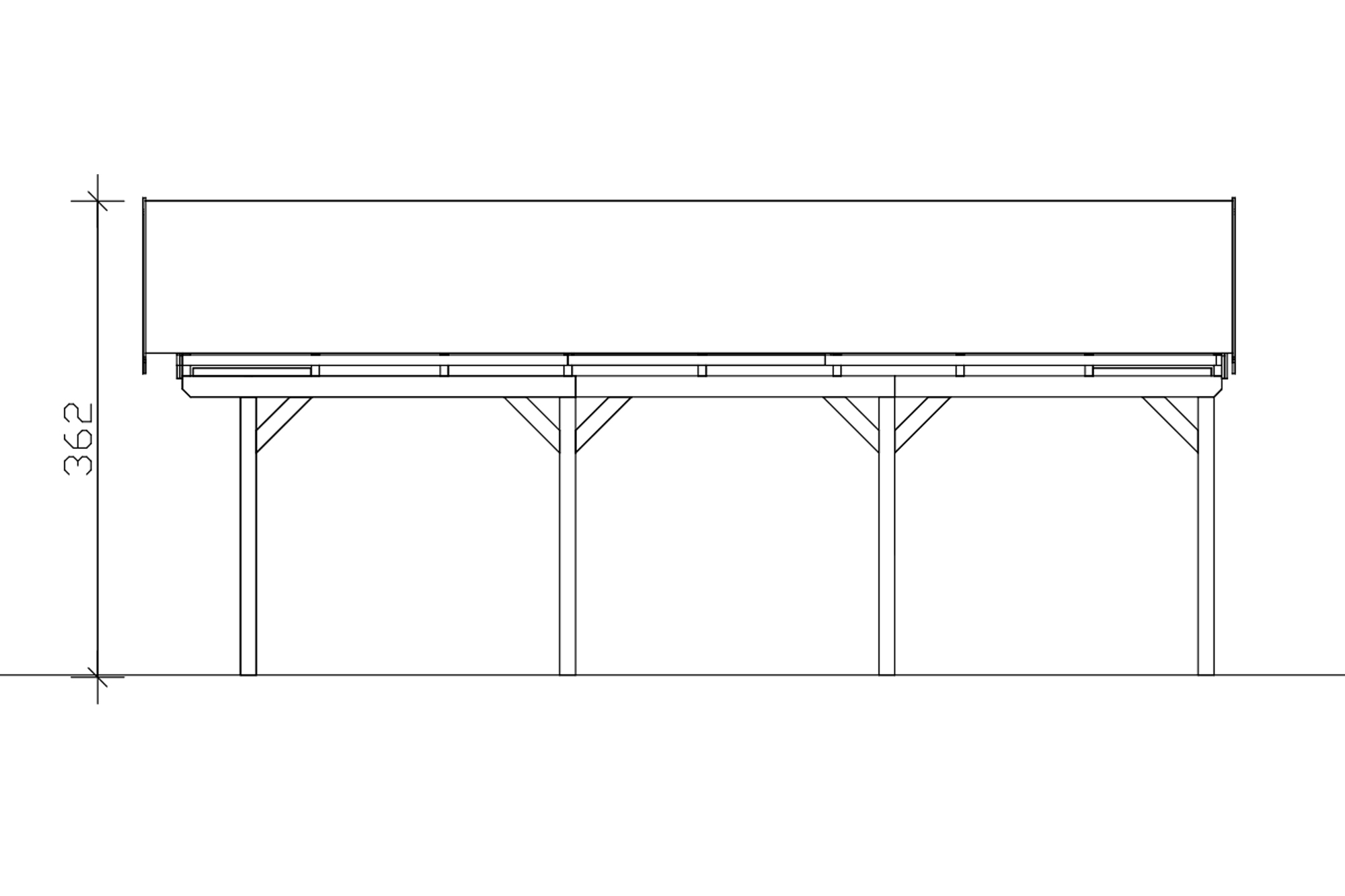 Carport Fichtelberg 618 x 808 cm, Dachlattung, eiche hell