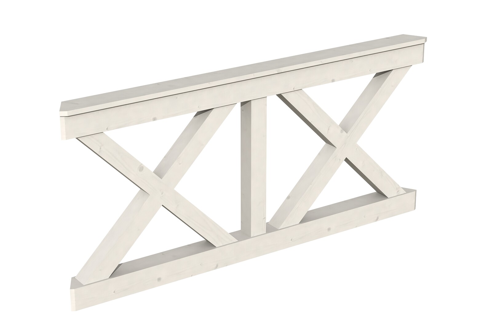 Balustrade 180 x 84 cm (NANCY 3), Croix de saint André, bois d'épinette, traitement coloré blanc