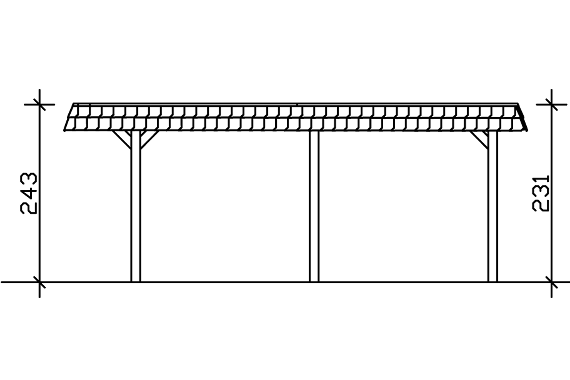 Carport Wendland, rode plaat met leisteenuiterlijk 362 x 628 cm, gelakt in wit, met dakbetimmering en EPDM-folie