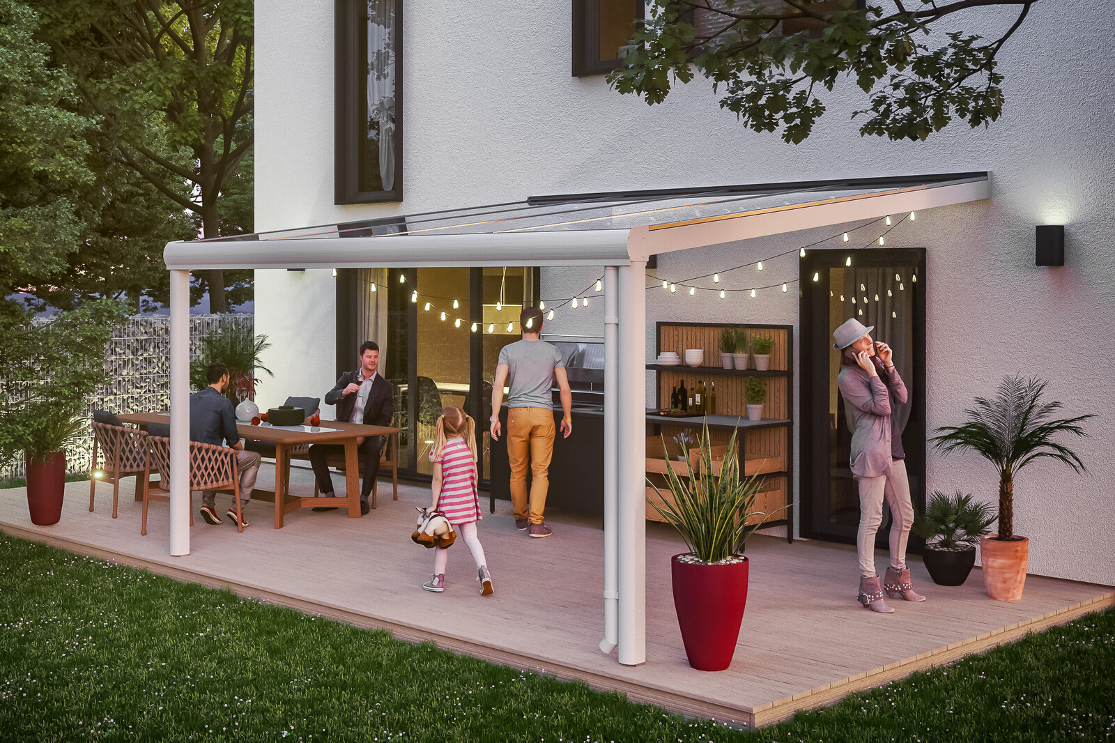 Terrassenüberdachung Genua 434 x 257 cm, Aluminium, weiß