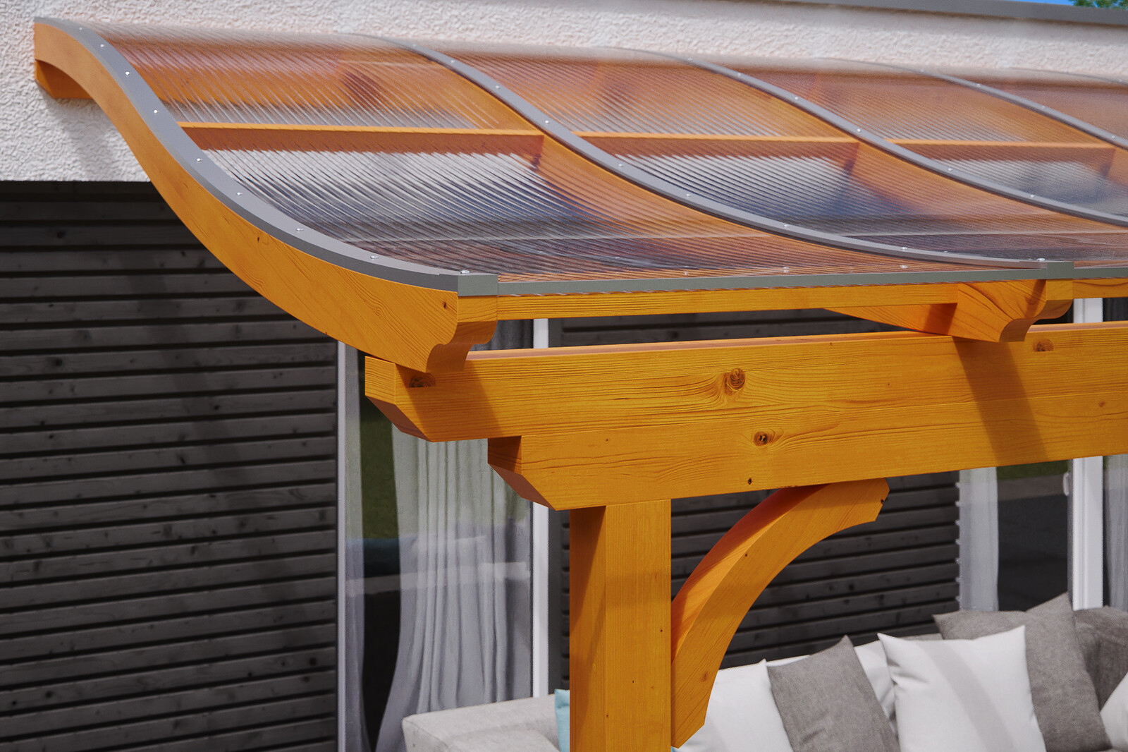 Terrassenüberdachung Verona 434 x 289 cm, Leimholz, eiche hell