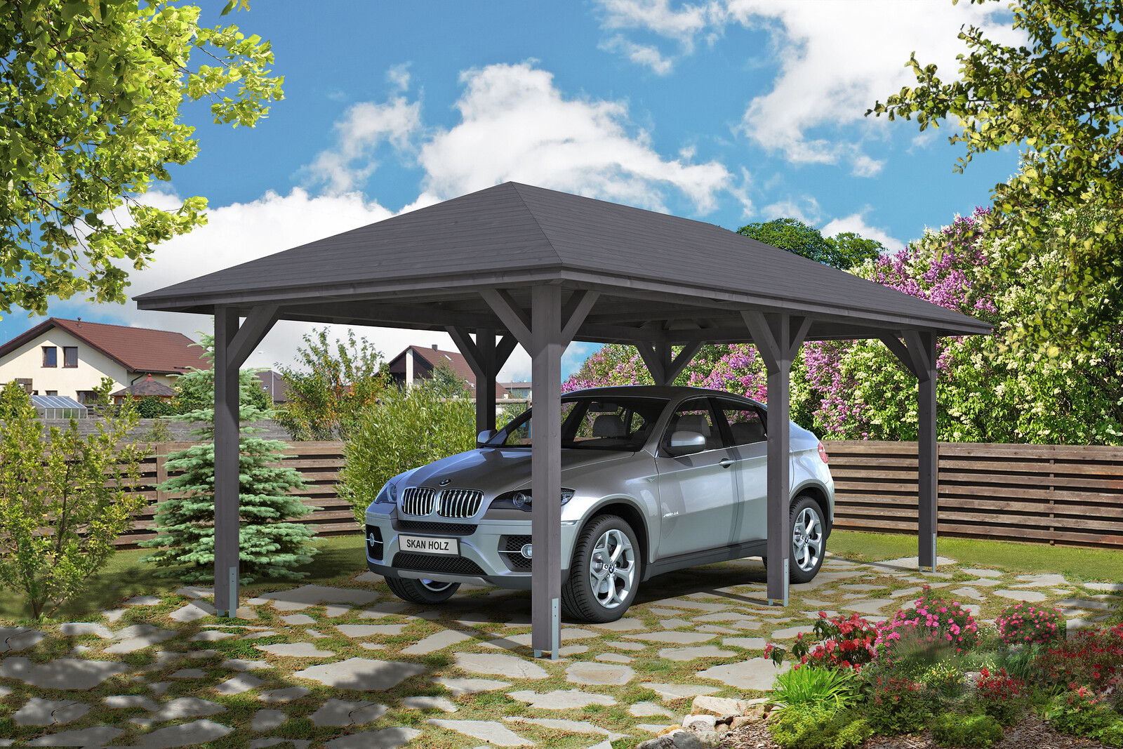 Carport Taunus 374 x 656 cm, schiefergrau