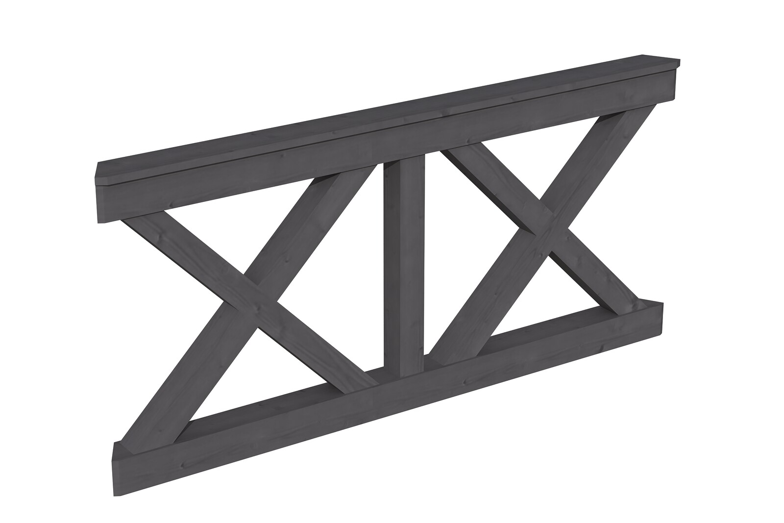 Balustrade 180 x 84 cm (NANCY 3), Croix de saint André, bois d'épinette, traitement coloré gris ardoise