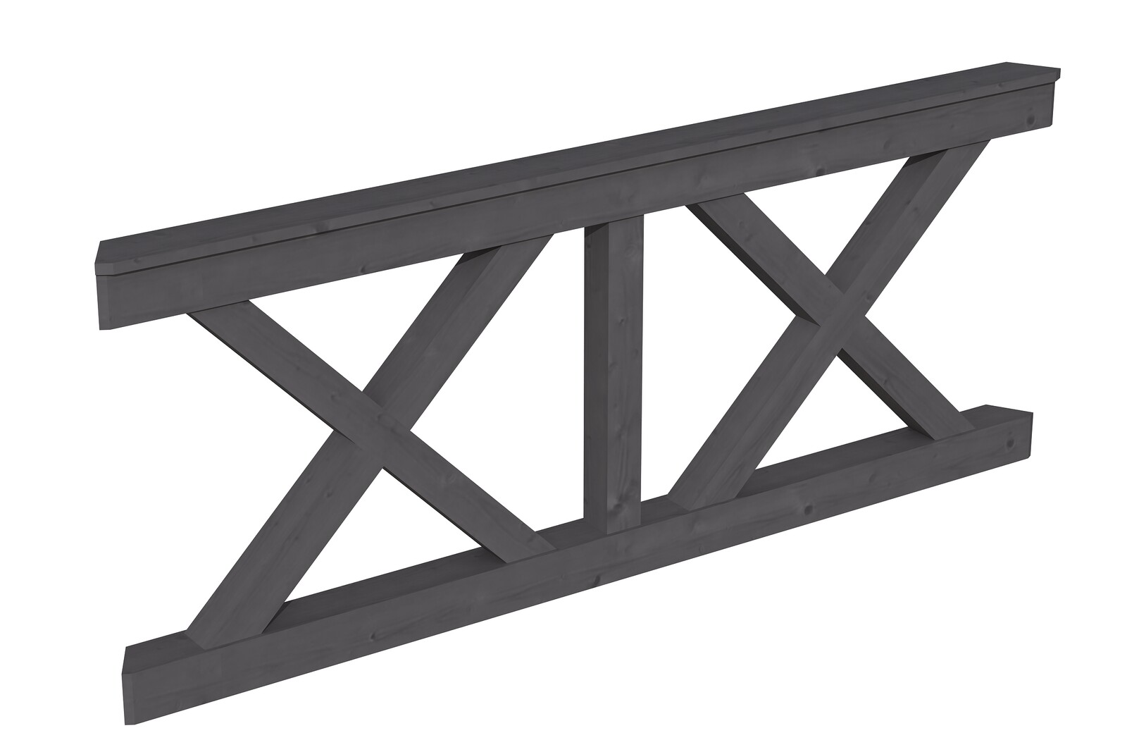 Brüstung Andreaskreuz 210 x 84 cm, Fichte, schiefergrau
