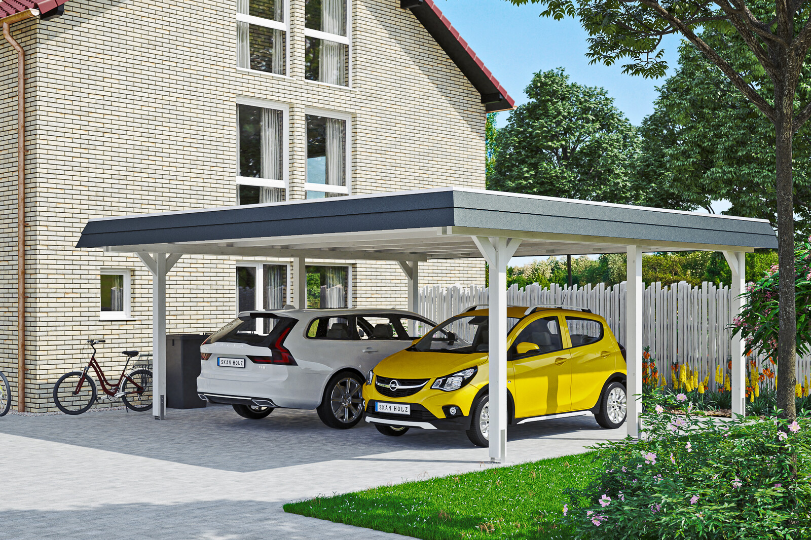 Doppelcarport Wendland, schwarze Blende