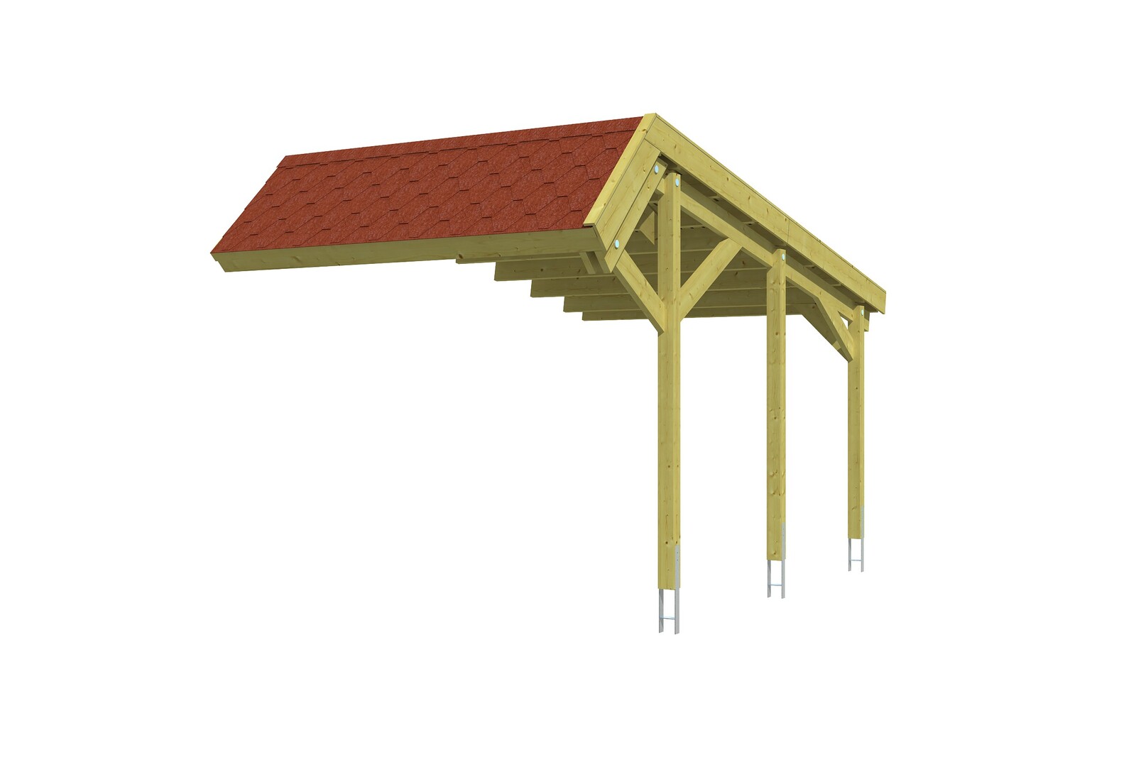 Rozšíření pro přístřešek pro auto HARZ, 303 x 560 cm, červené střešní šindele, impregnované zeleně