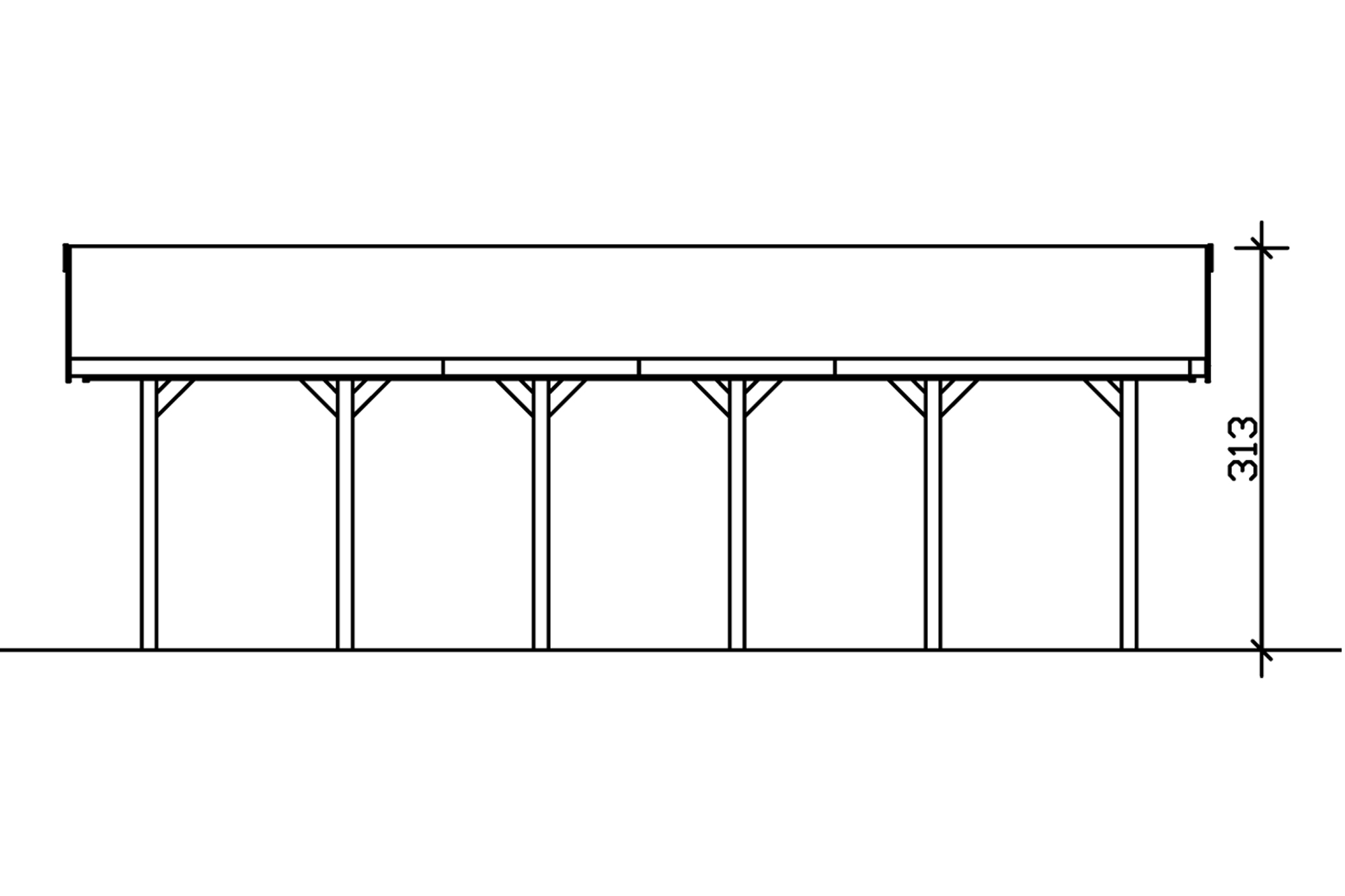 Přístřešek na auto WALLGAU 380 x 900 cm, ořech, laťování