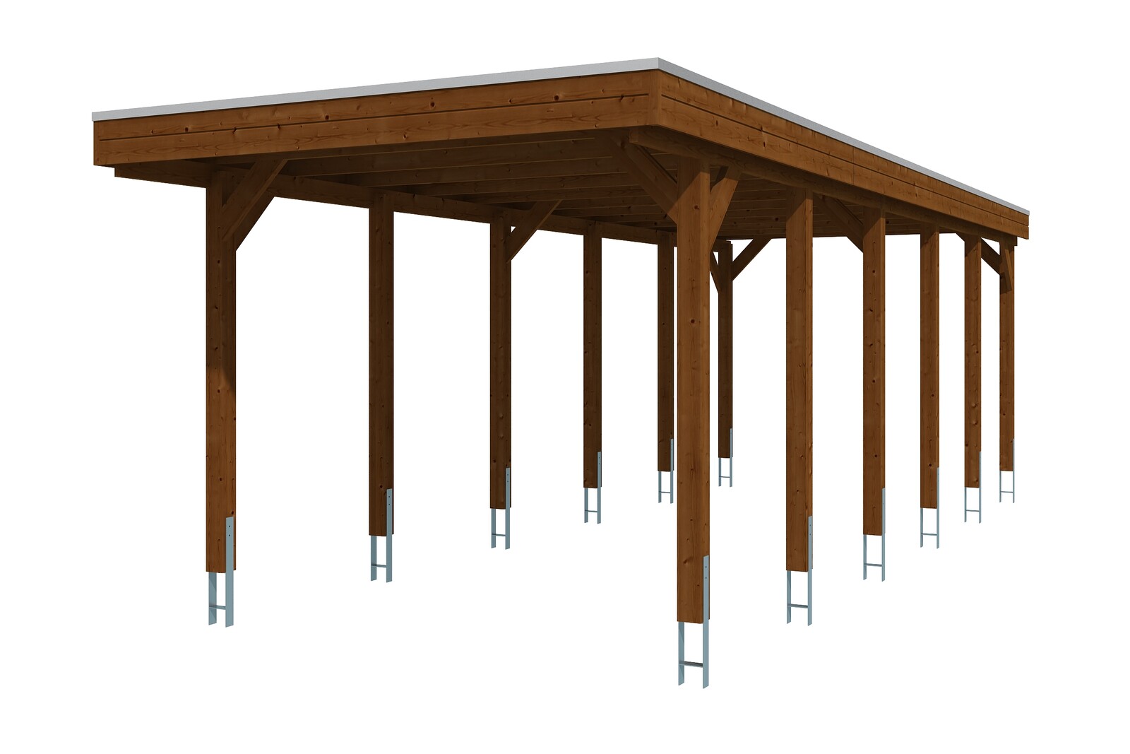 Carport Friesland 314 x 860 cm mit EPDM-Dach, nussbaum