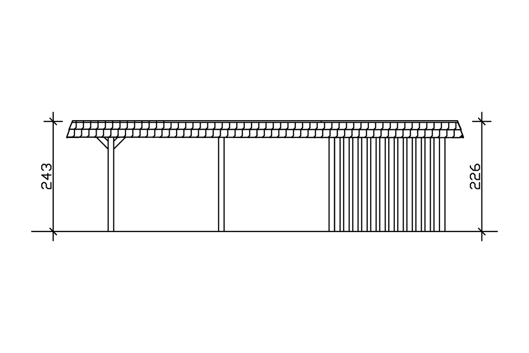 Carport Wendland, zwarte plaat met leisteenuiterlijk 362 x 870 cm, met bergruimte, onbehandeld, met Aluminium dakplaten