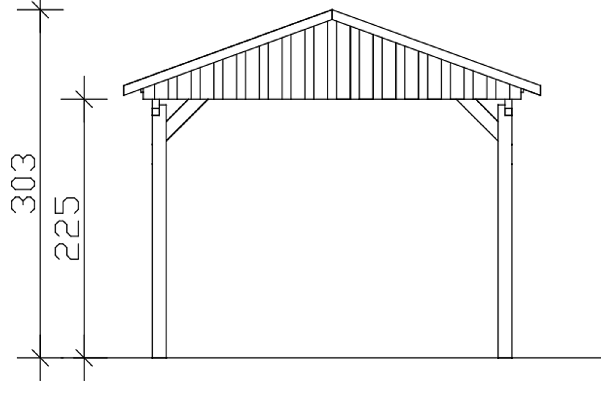 Carport Fichtelberg 317 x 566 cm, Dachlattung, natur