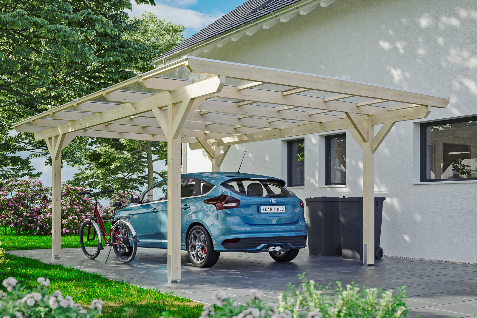 Carport Odenwald 428 x 648 cm, natur