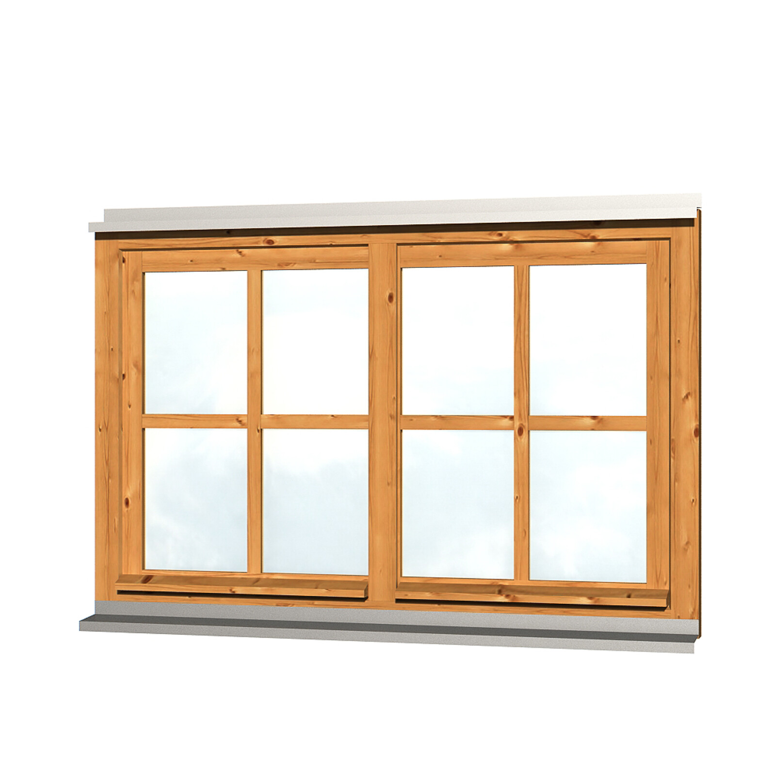 Doppelfenster Rahmenaußenm. 132,4 x 82,1 cm eiche hell
