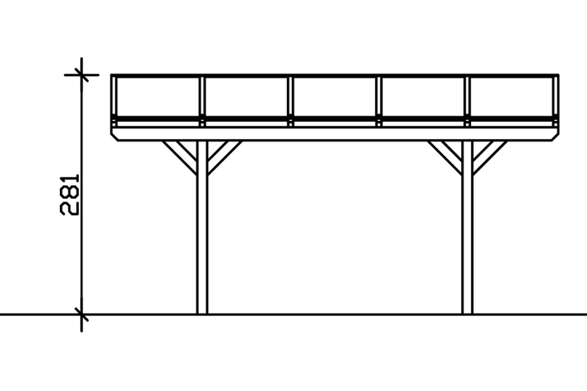 Carport Westerwald 362 x 541 cm, onbehandeld, met polycarbonaatplaten