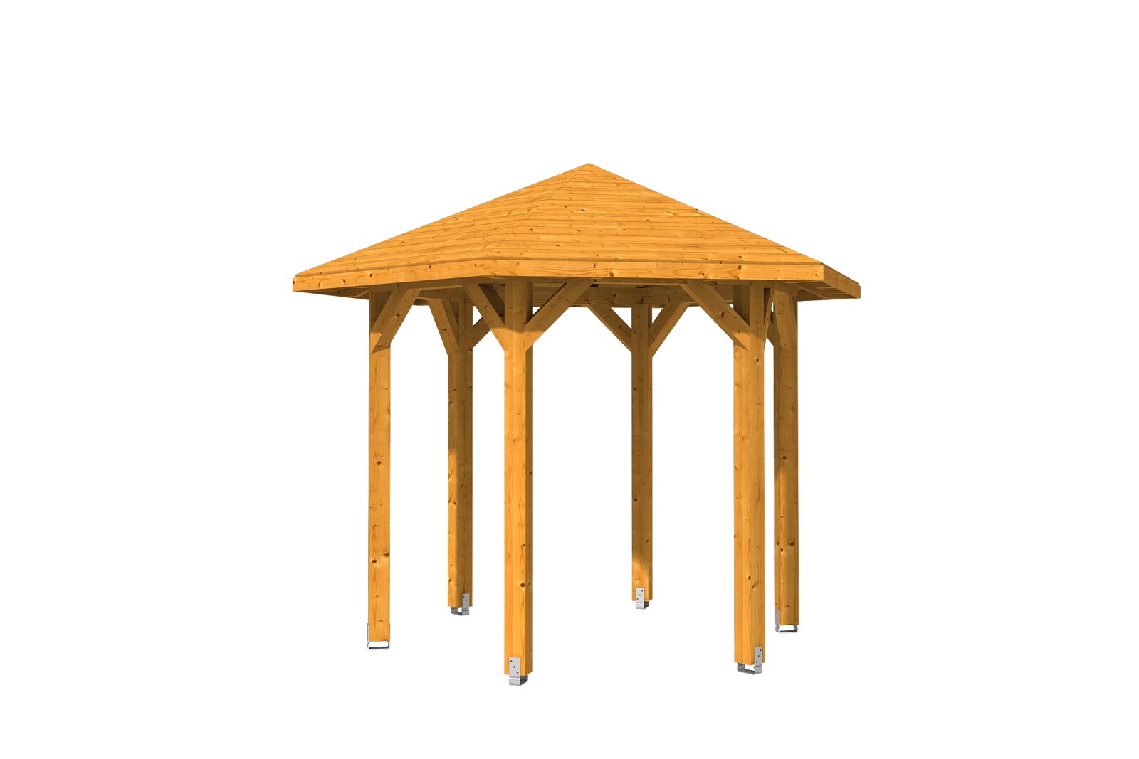 6hranný altán NANCY 1, Ø 360 cm, barevně ošetřené v barvě světlý dub