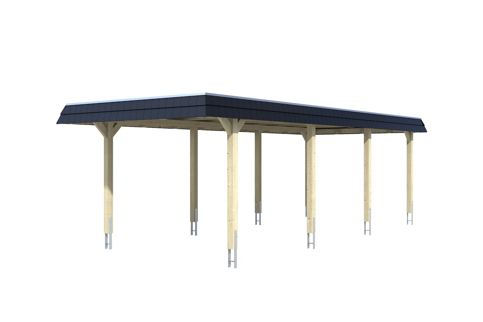 Carport Wendland, zwarte plaat met leisteenuiterlijk 362 x 870 cm, onbehandeld, met dakbetimmering en EPDM-folie