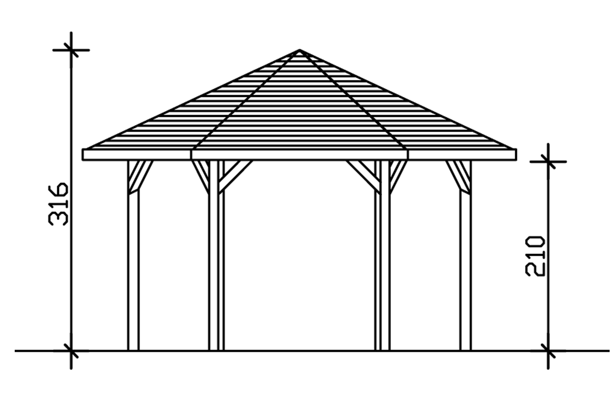 6hranný altán NANCY 3, Ø 480 cm, barevně neošetřeno