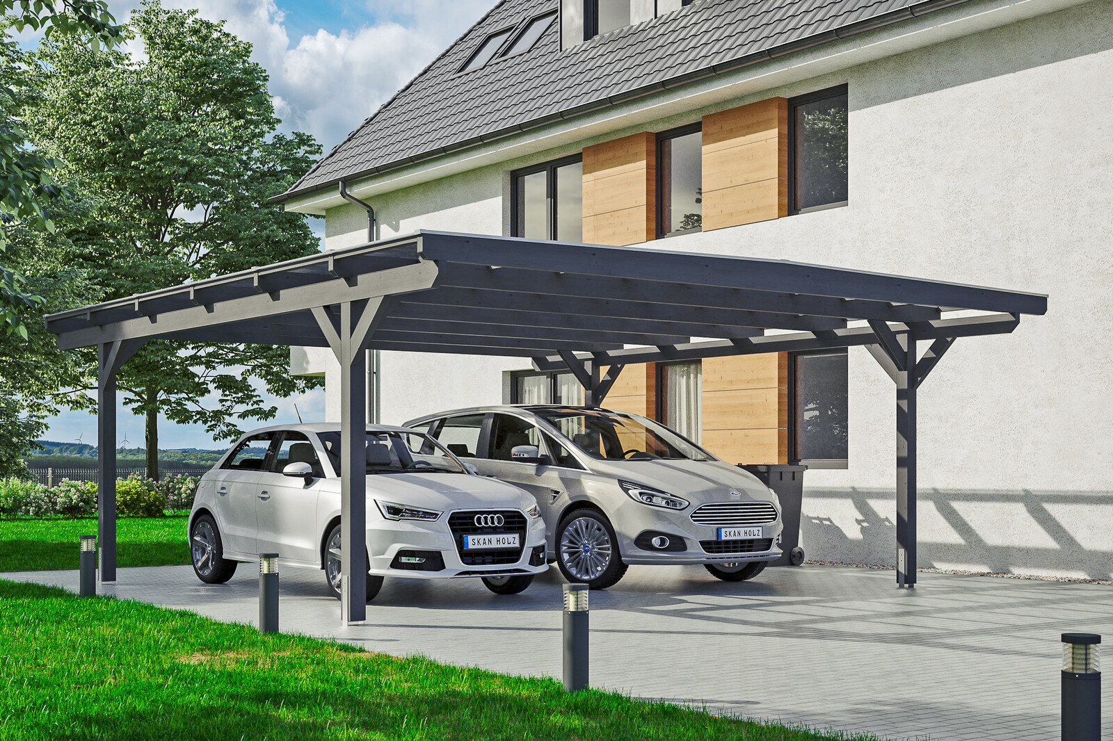 Carport Odenwald 640 x 648 cm, schiefergrau