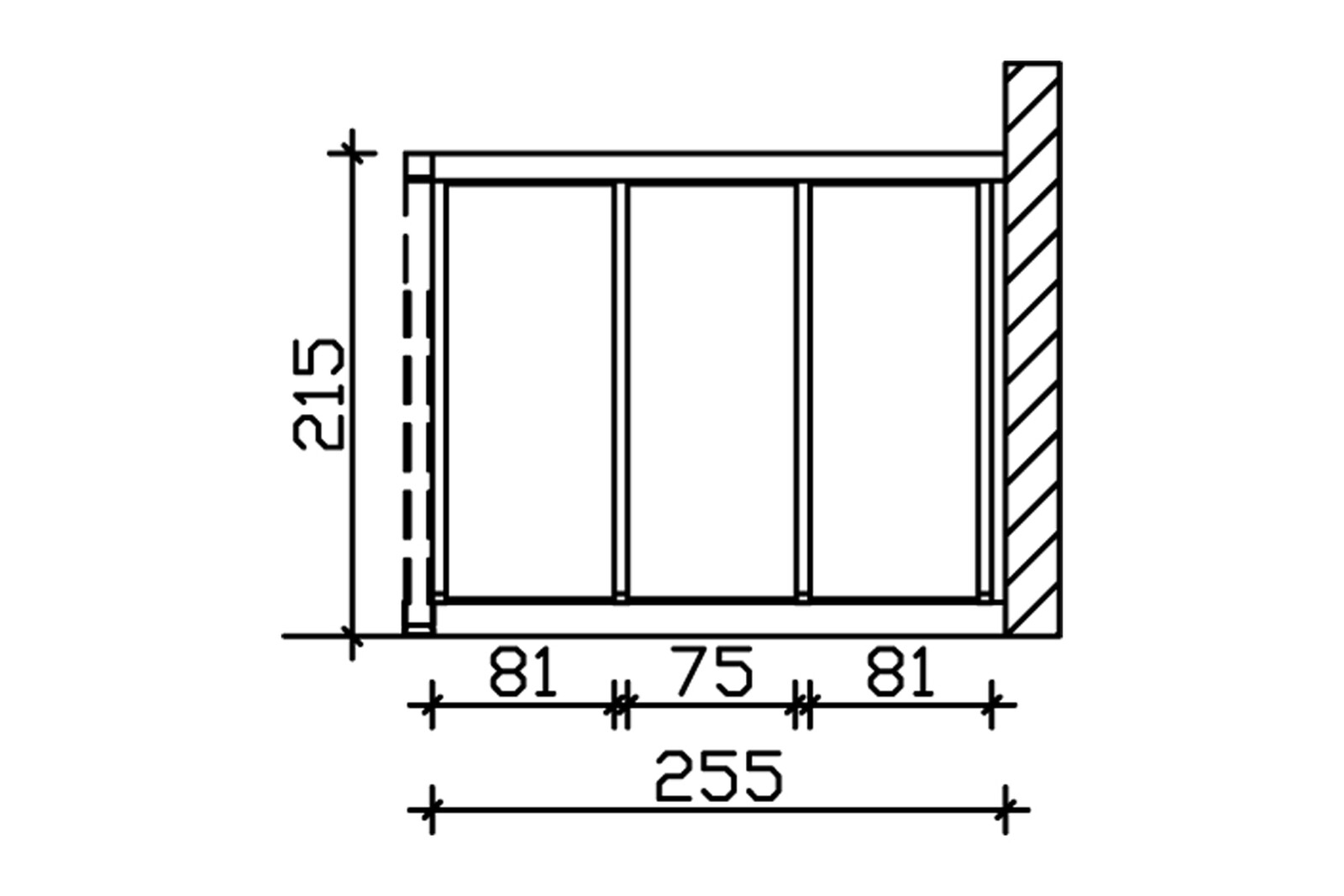 Seitenwand m. Polycarbonatplatten 255 x 200 cm, Douglasie, nussbaum