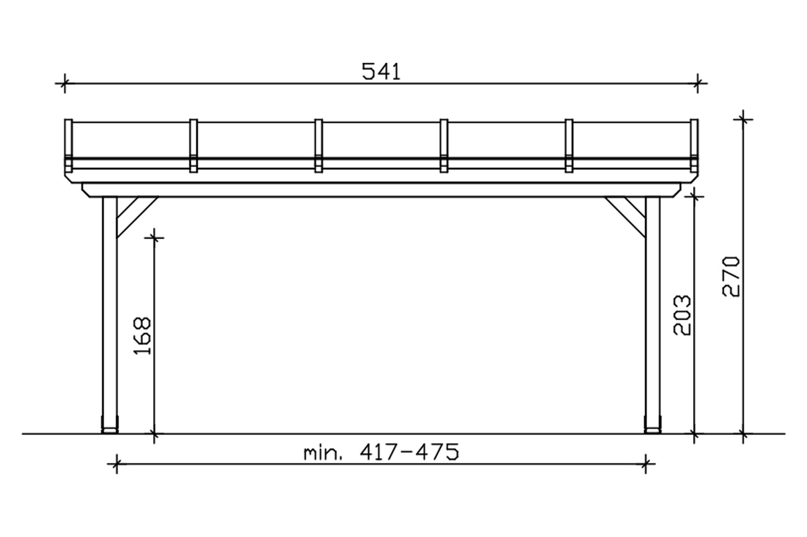 Terrassenüberdachung Ancona 541 x 250 cm, Leimholz, natur