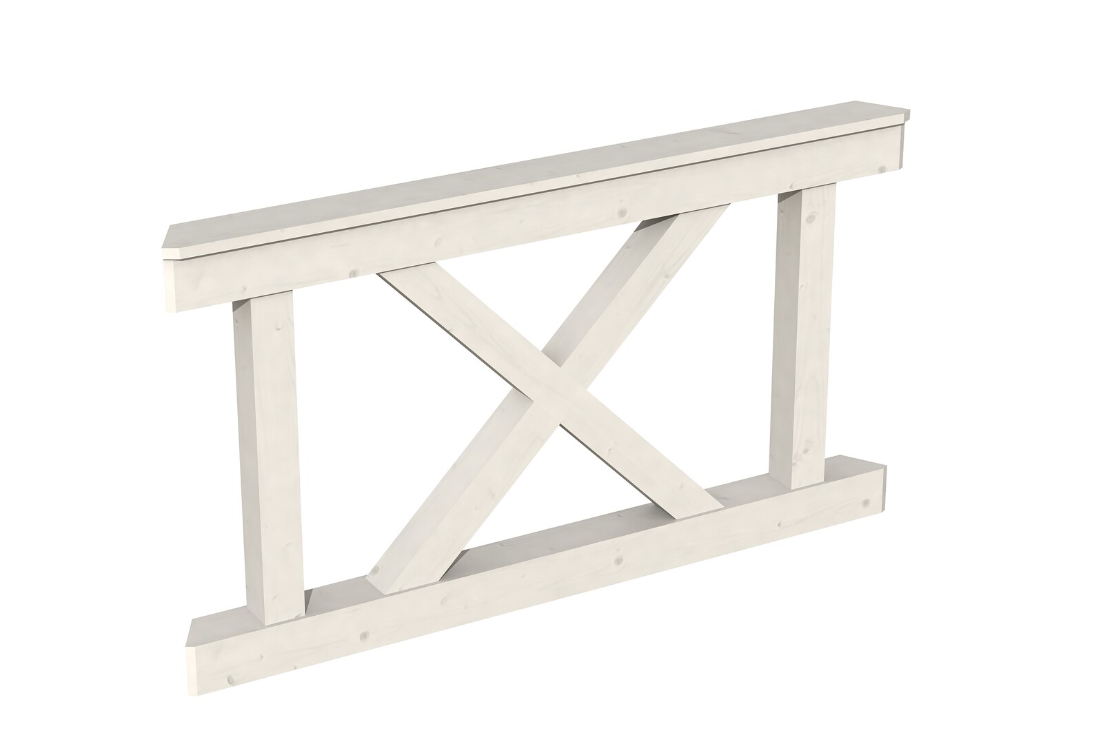 Balustrade 150 x 84 cm (NICE 2), Croix de saint André, bois d'épinette, traitement coloré blanc